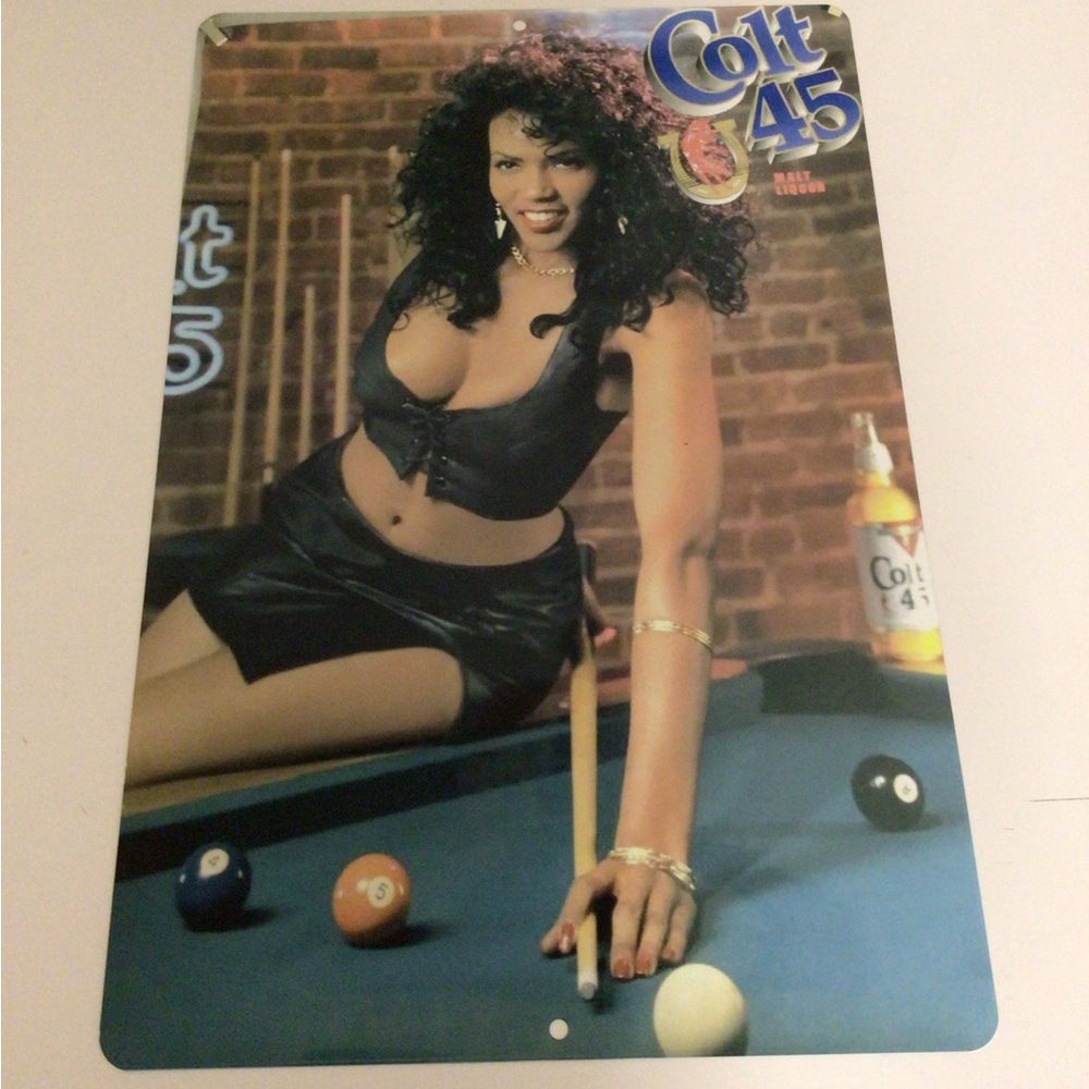Colt 45 beer sign girl model metal display sign